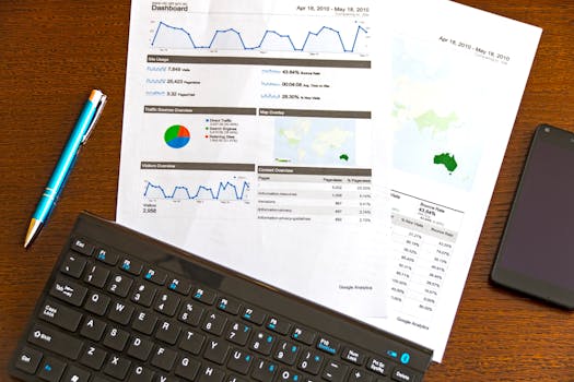 pexels photo 95916 95916 Flatlay of a business analytics report, keyboard, pen, and smartphone on a wooden desk.